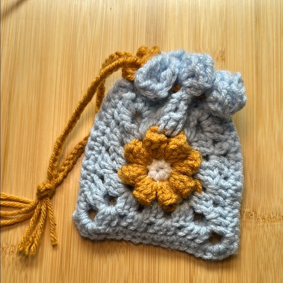 Handmade Crochet Pouch with Flower Design - Picture 1 of 5